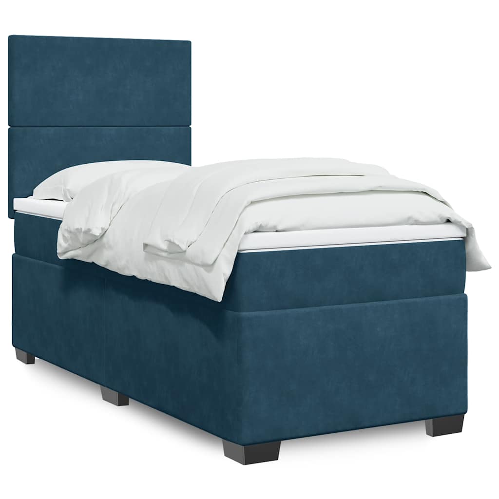 Box spring krevet s madracem plavi 80 x 200 cm baršunasti