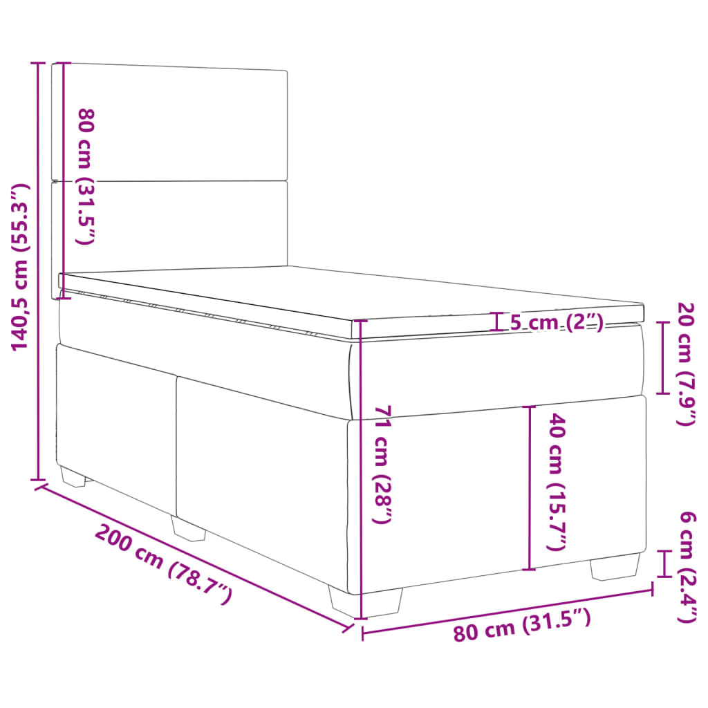Box spring krevet s madracem ružičasti 80 x 200 cm baršunasti