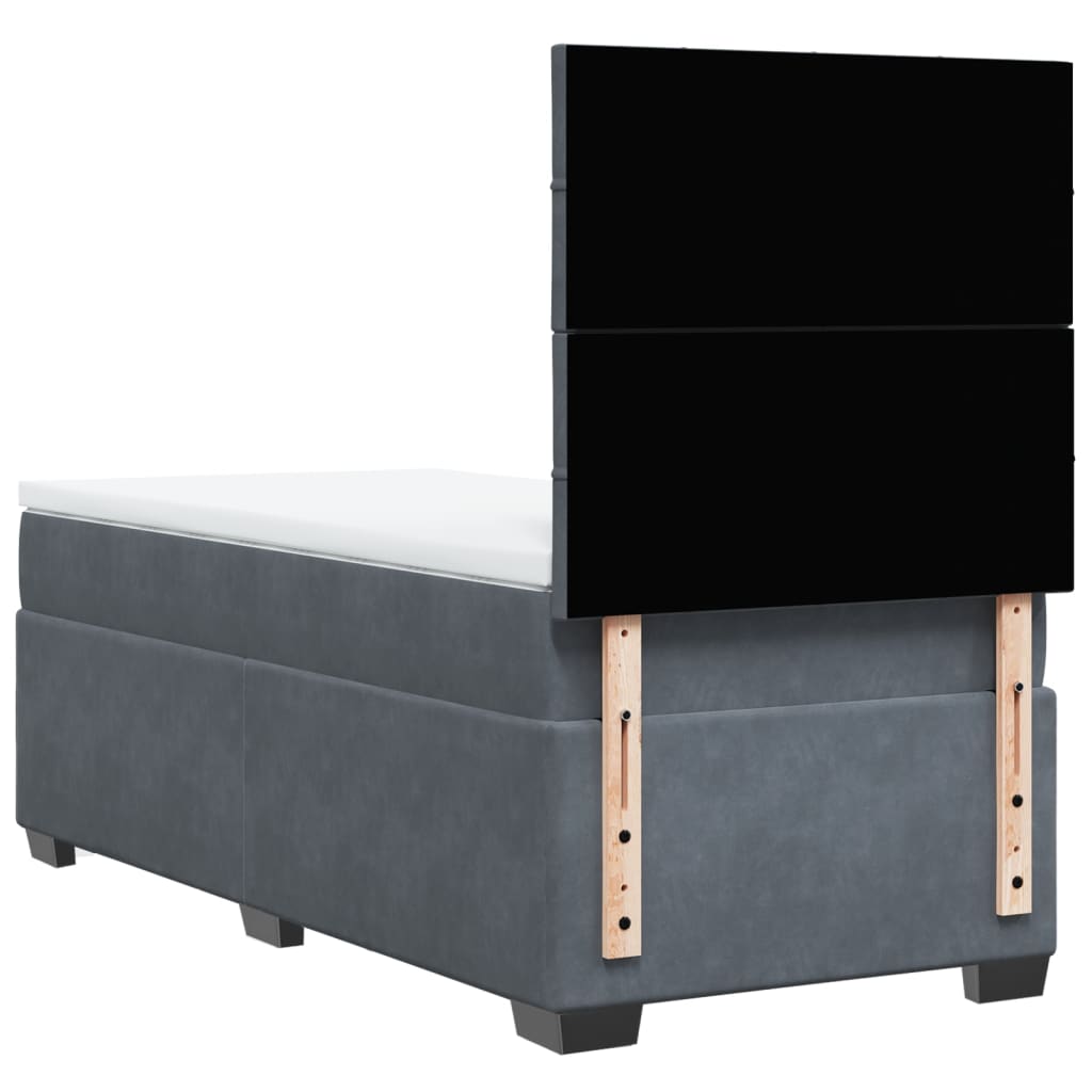 Box spring krevet s madracem tamnosivi 80 x 200 cm baršunasti