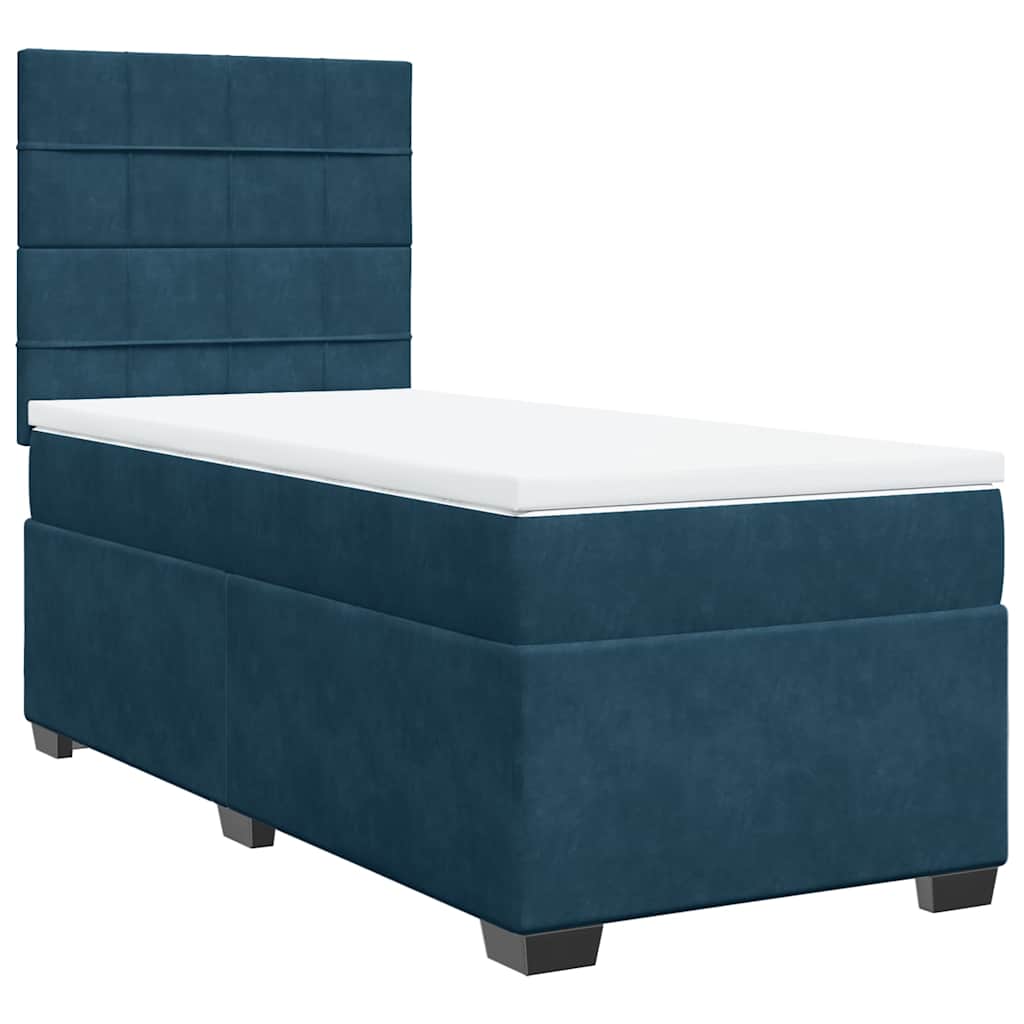 Box spring krevet s madracem plavi 80 x 200 cm baršunasti