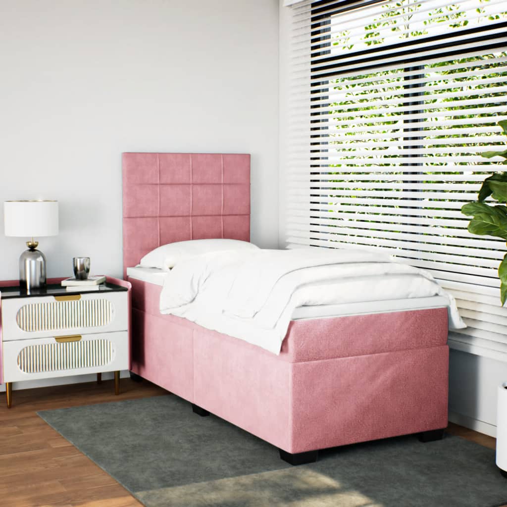 Box spring krevet s madracem ružičasti 80 x 200 cm baršunasti