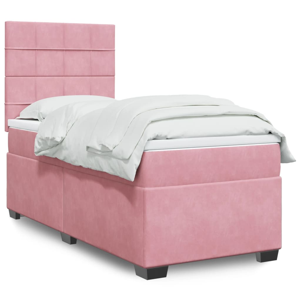Box spring krevet s madracem ružičasti 80 x 200 cm baršunasti