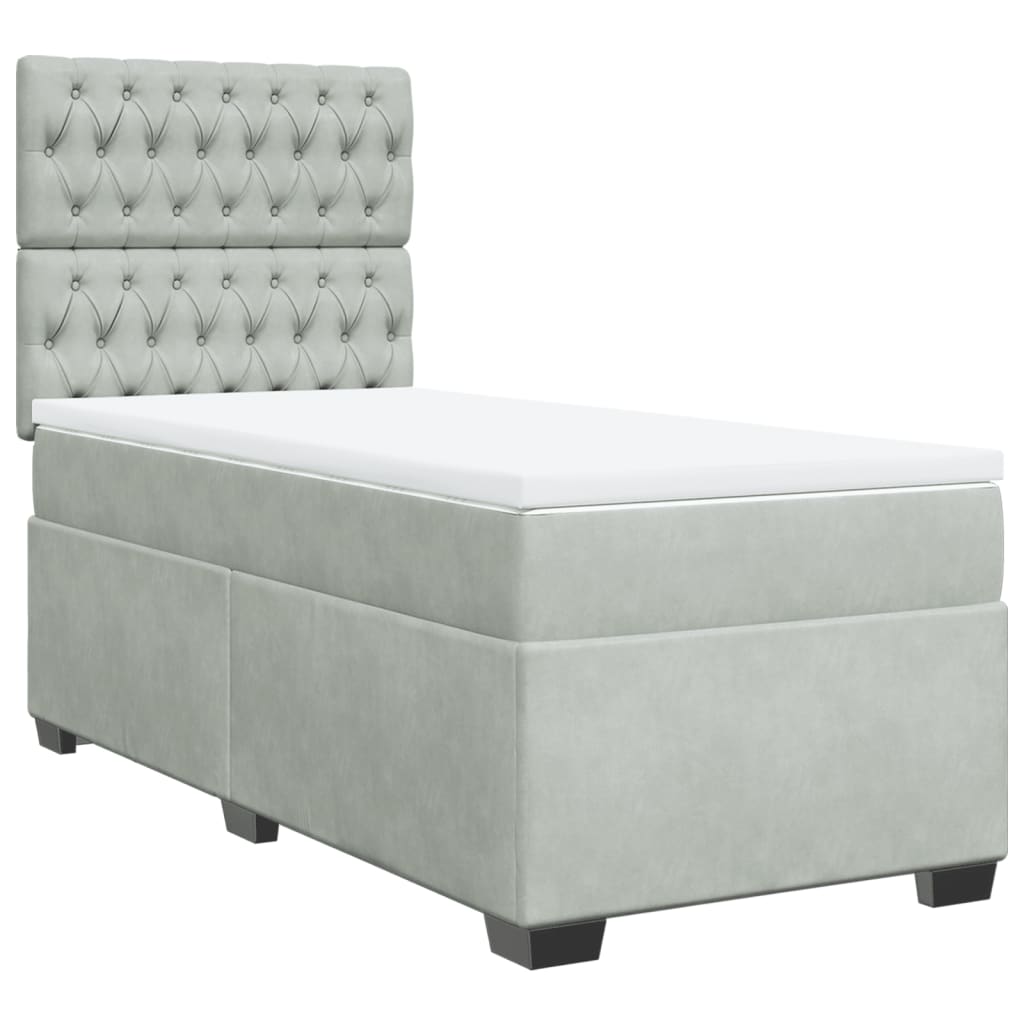 Box spring krevet s madracem svjetlosivi 80 x 200 cm baršunasti