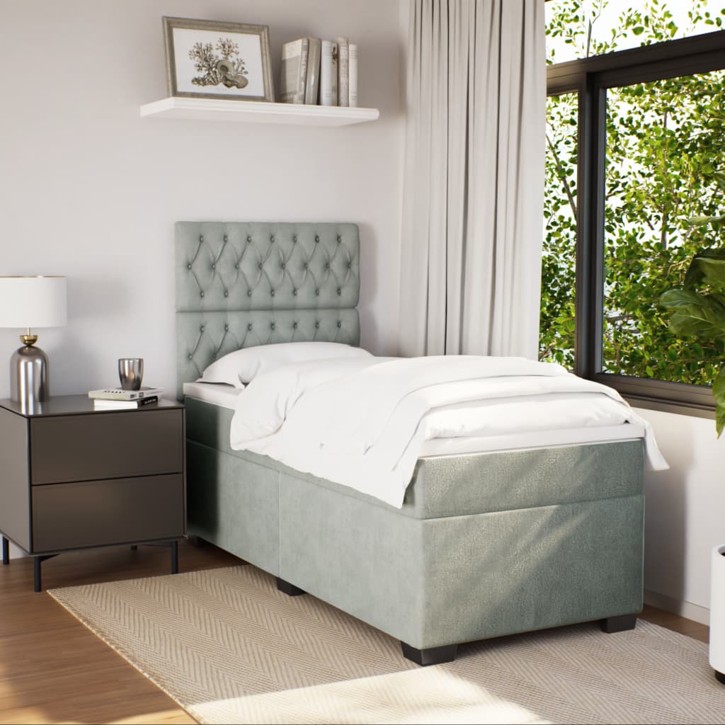 Box spring krevet s madracem svjetlosivi 80 x 200 cm baršunasti