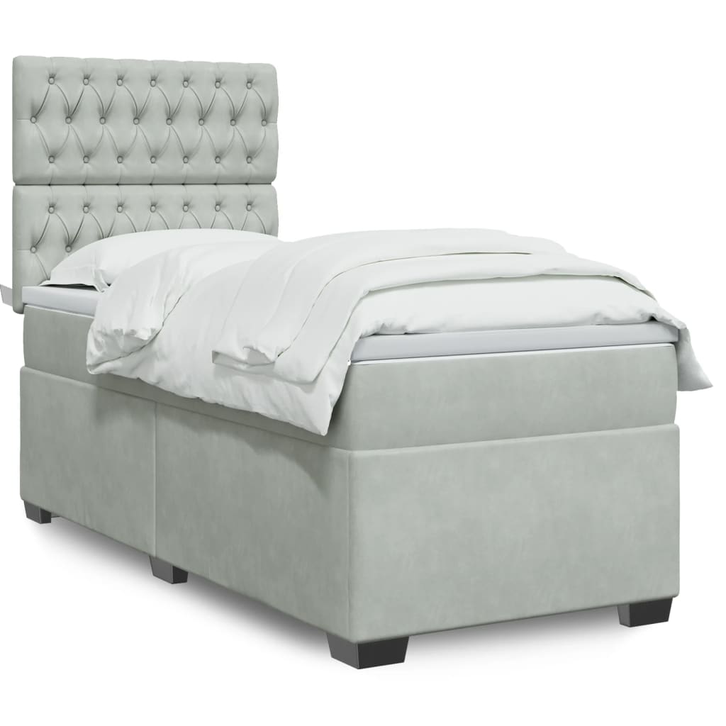 Box spring krevet s madracem svjetlosivi 80 x 200 cm baršunasti