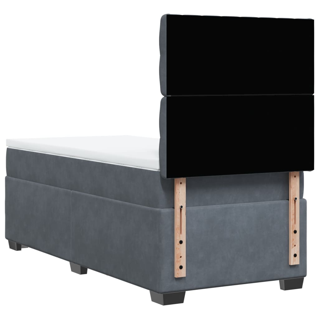 Box spring krevet s madracem tamnosivi 80 x 200 cm baršunasti