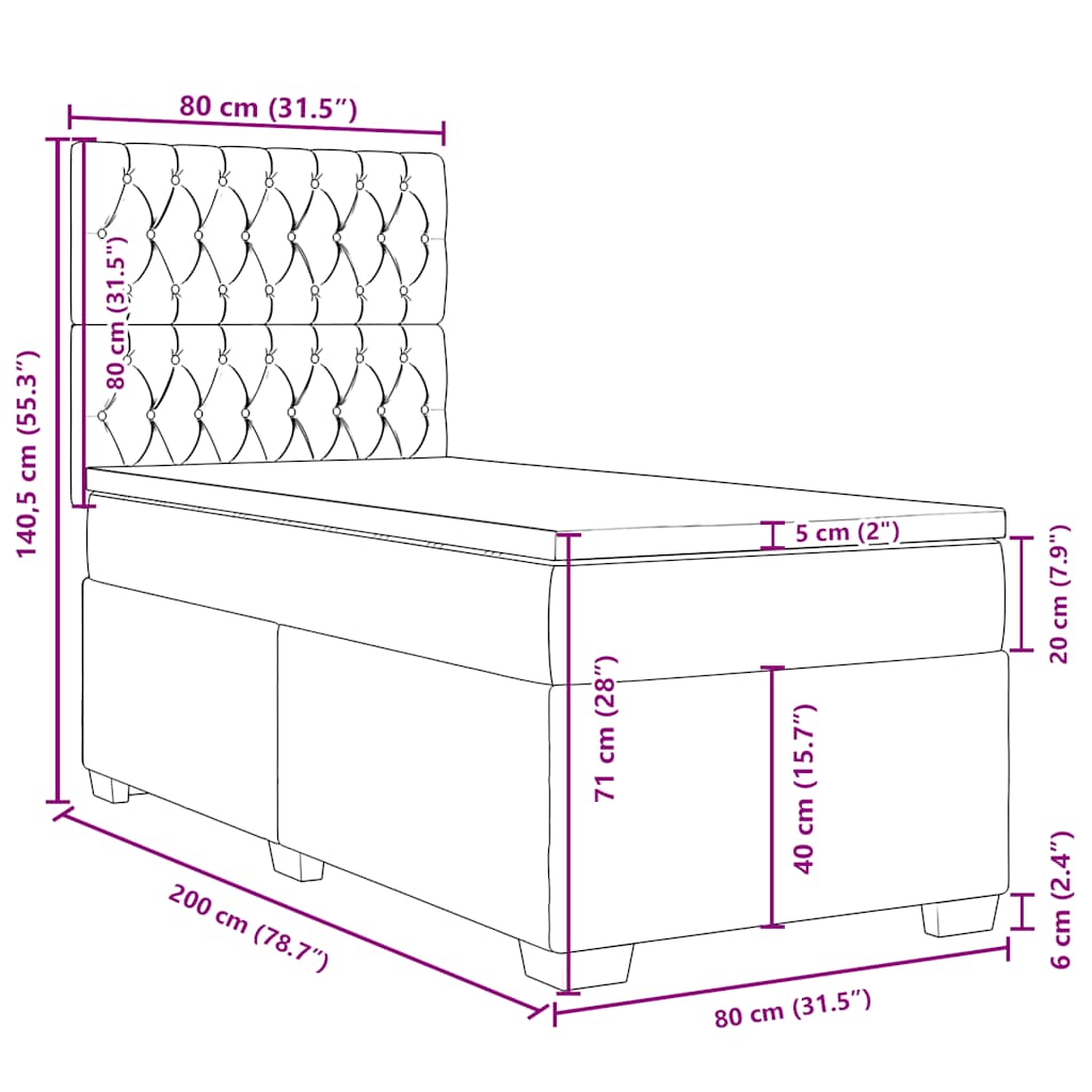 Box spring krevet s madracem tamnozeleni 80 x 200 cm baršunasti