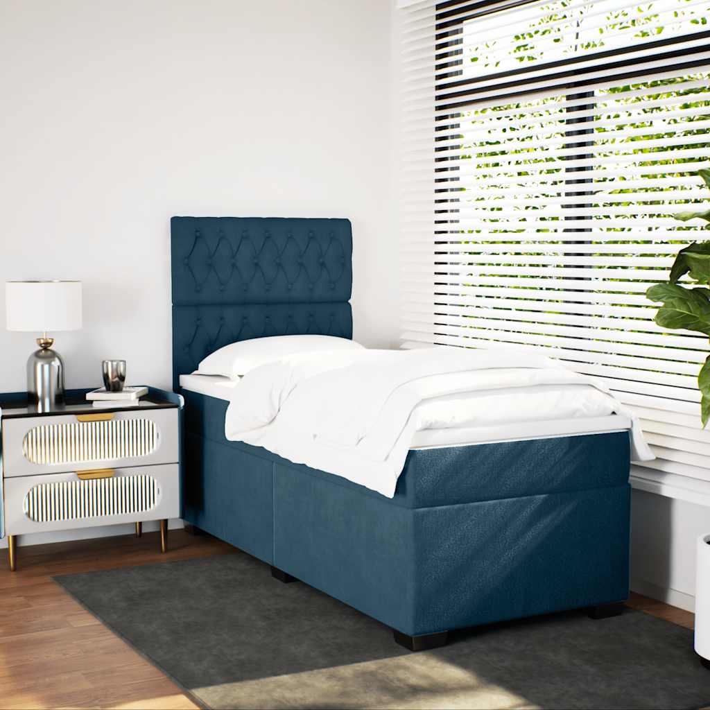 Box spring krevet s madracem plavi 80 x 200 cm baršunasti