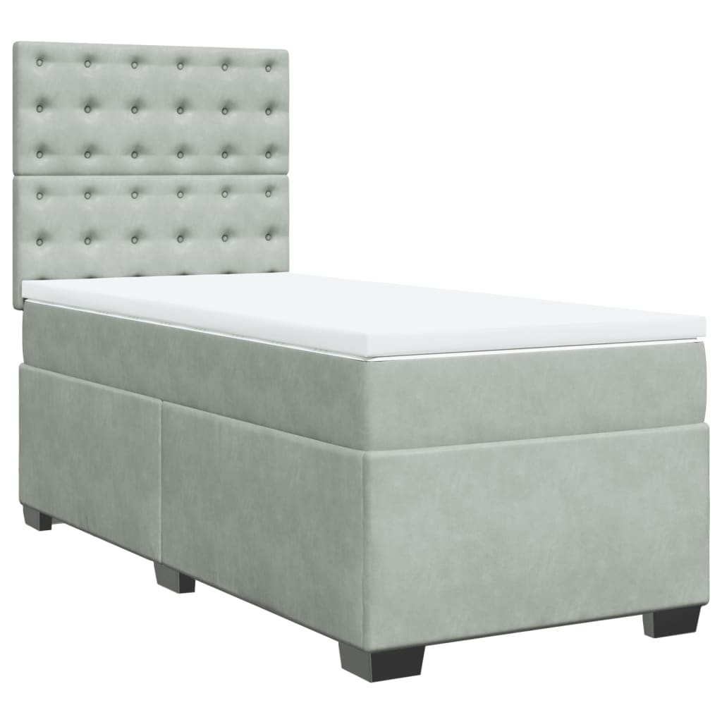 Box spring krevet s madracem svjetlosivi 80 x 200 cm baršunasti