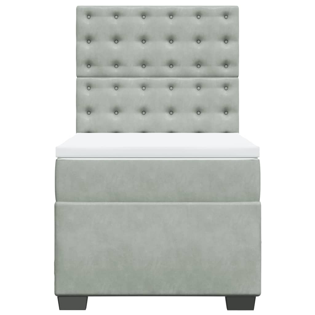 Box spring krevet s madracem svjetlosivi 80 x 200 cm baršunasti