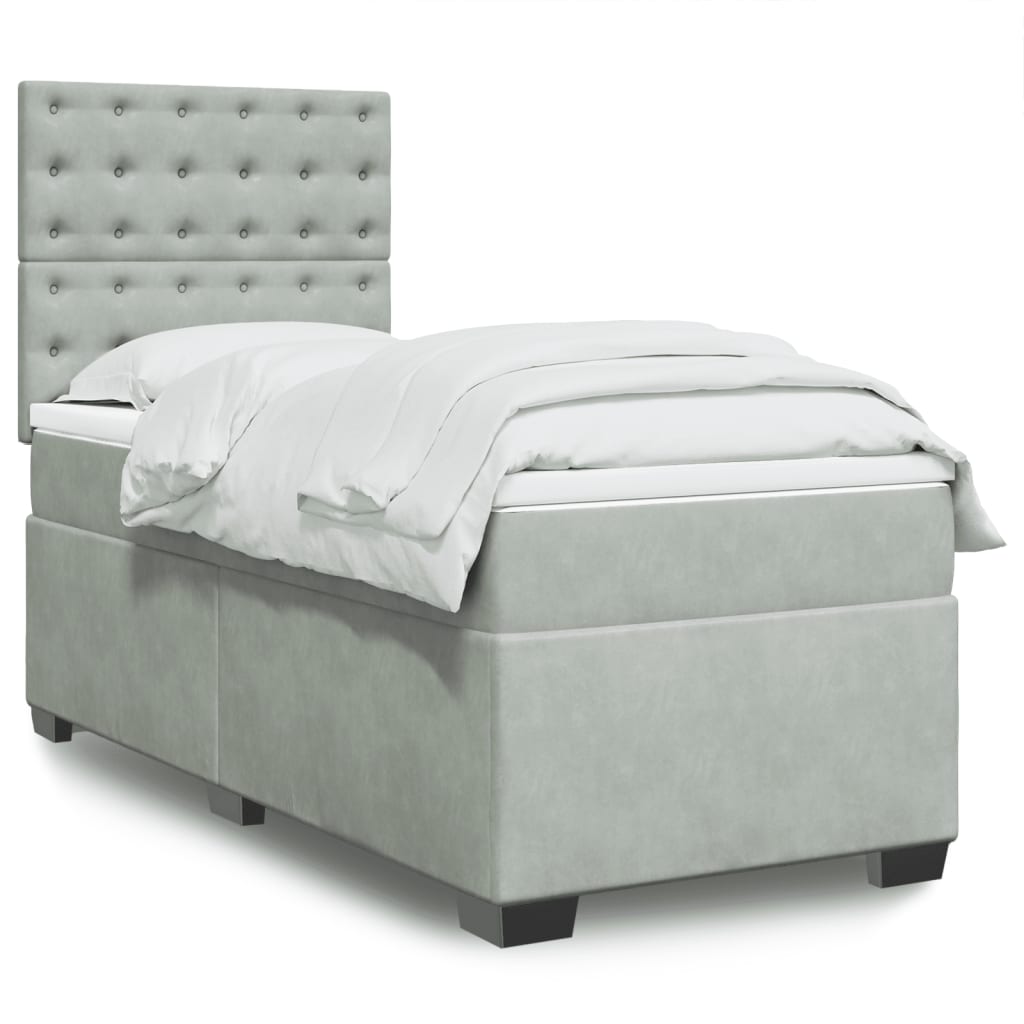 Box spring krevet s madracem svjetlosivi 80 x 200 cm baršunasti