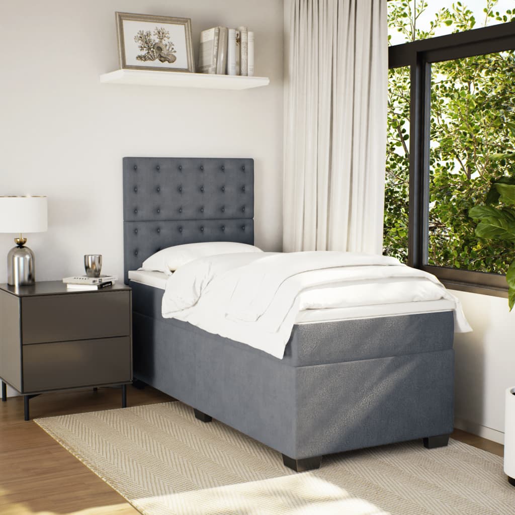 Box spring krevet s madracem tamnosivi 80 x 200 cm baršunasti