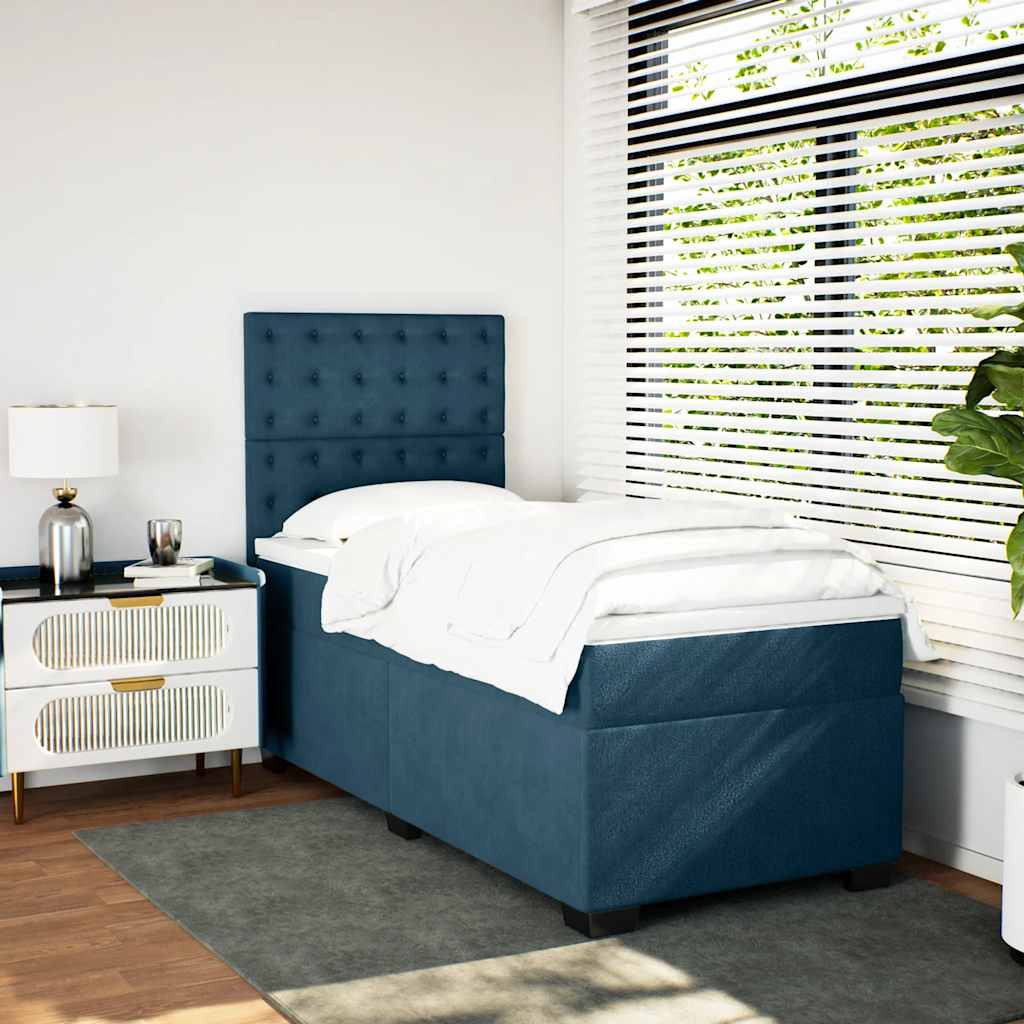 Box spring krevet s madracem plavi 80 x 200 cm baršunasti