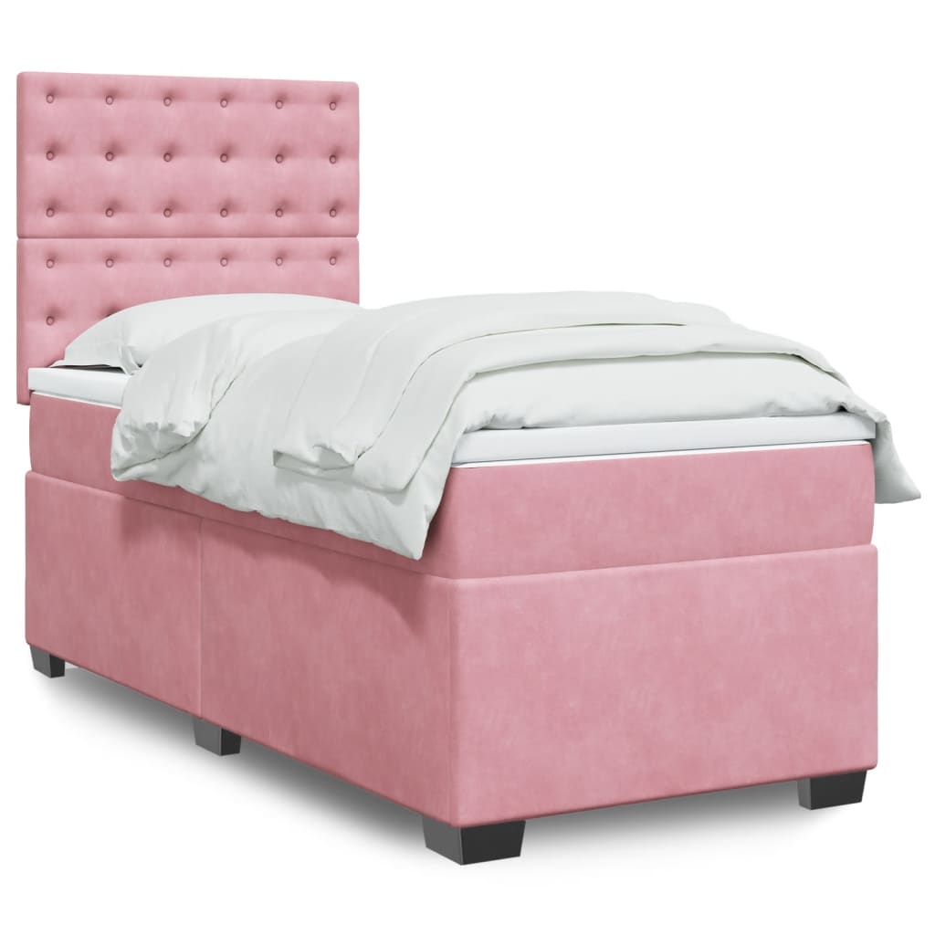 Box spring krevet s madracem ružičasti 80 x 200 cm baršunasti