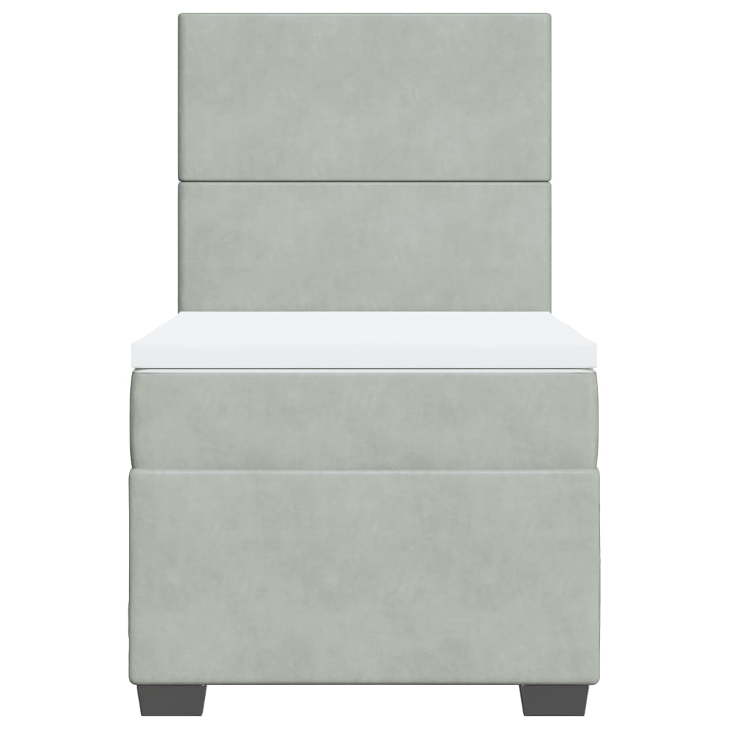 Box spring krevet s madracem svjetlosivi 90x190 cm baršunasti