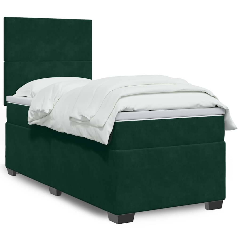 Box spring krevet s madracem tamnozeleni 90x190 cm baršunasti