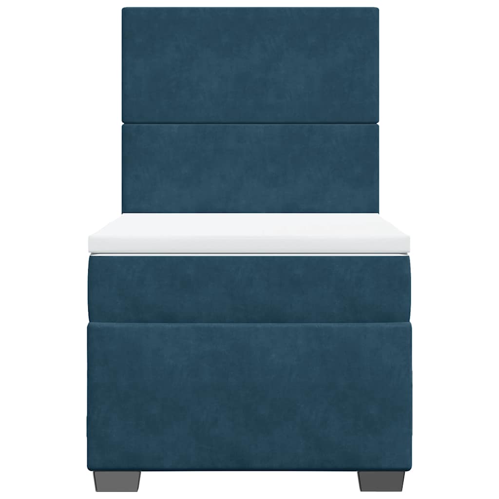 Box spring krevet s madracem plavi 90x190 cm baršunasti