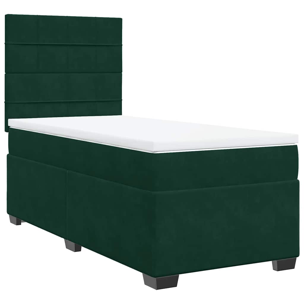 Box spring krevet s madracem tamnozeleni 90x190 cm baršunasti
