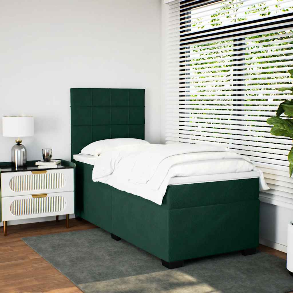 Box spring krevet s madracem tamnozeleni 90x190 cm baršunasti