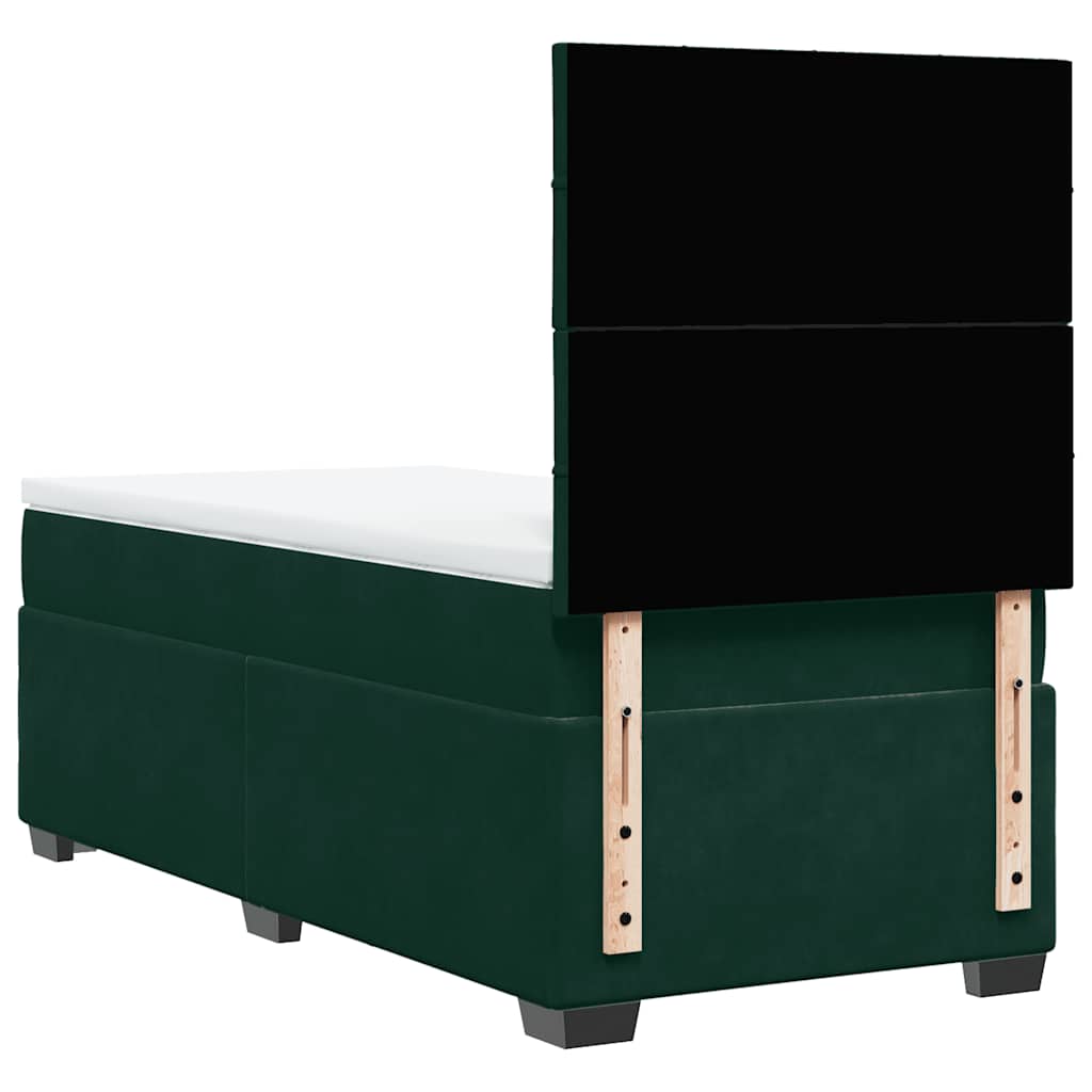 Box spring krevet s madracem tamnozeleni 90x190 cm baršunasti