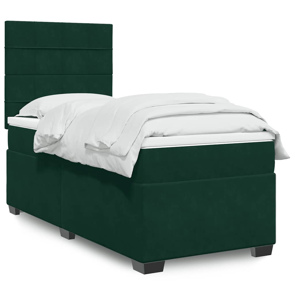 Box spring krevet s madracem tamnozeleni 90x190 cm baršunasti