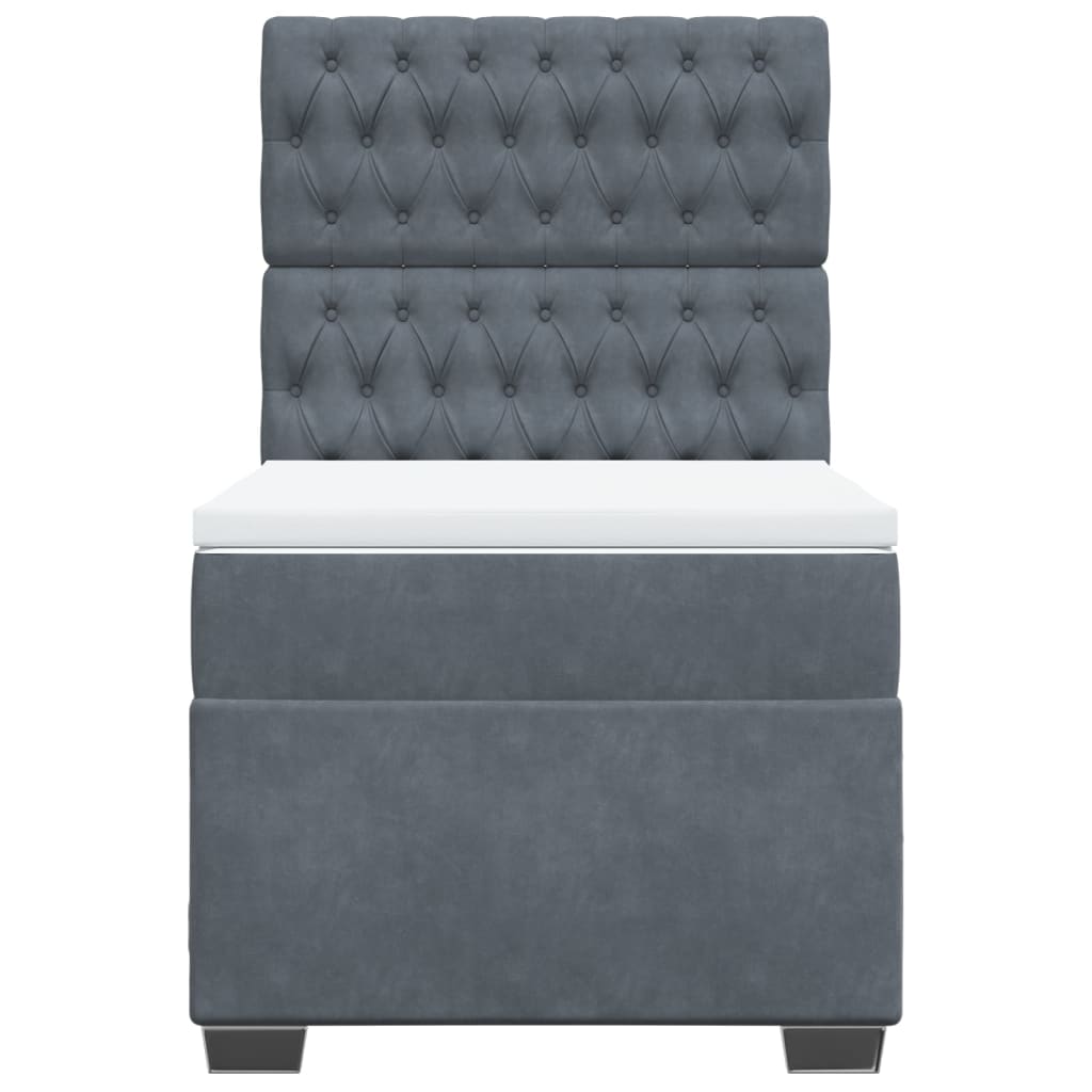 Box spring krevet s madracem tamnosivi 90x190 cm baršunasti