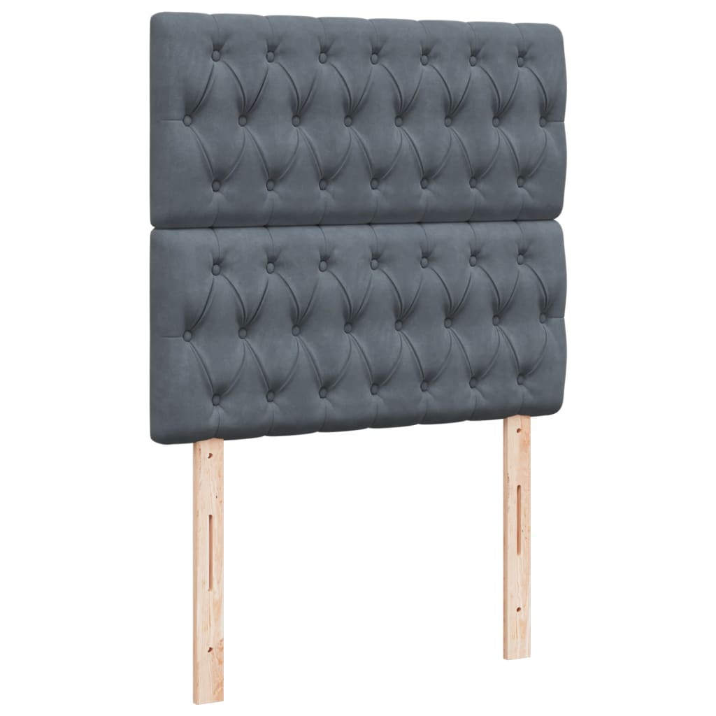 Box spring krevet s madracem tamnosivi 90x190 cm baršunasti