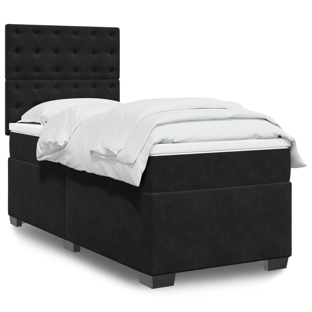 Box spring krevet s madracem crni 90x190 cm baršunasti