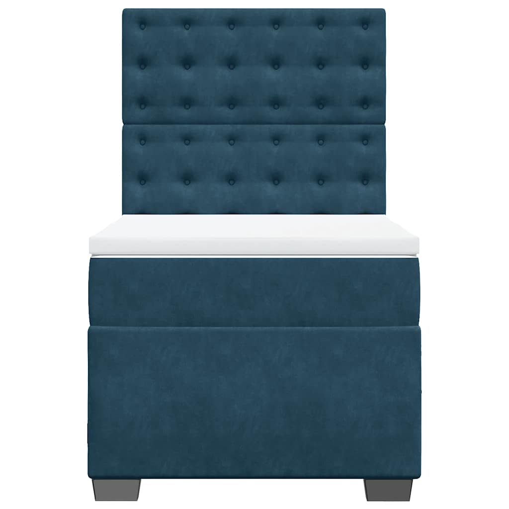 Box spring krevet s madracem plavi 90x190 cm baršunasti