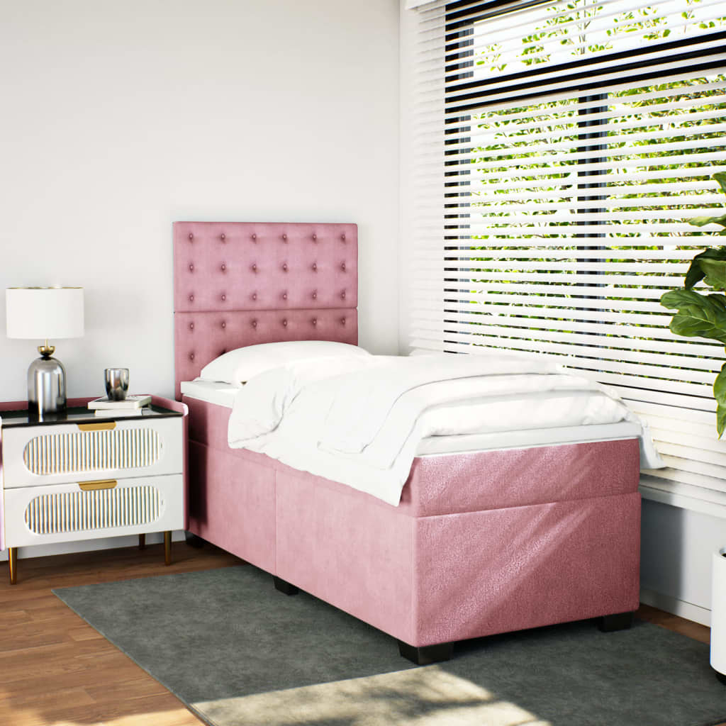 Box spring krevet s madracem ružičasti 90x190 cm baršunasti