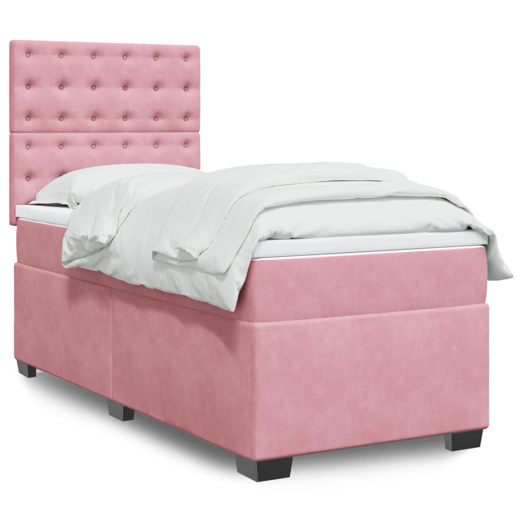Box spring krevet s madracem ružičasti 90x190 cm baršunasti