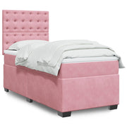 Box spring krevet s madracem ružičasti 90x190 cm baršunasti