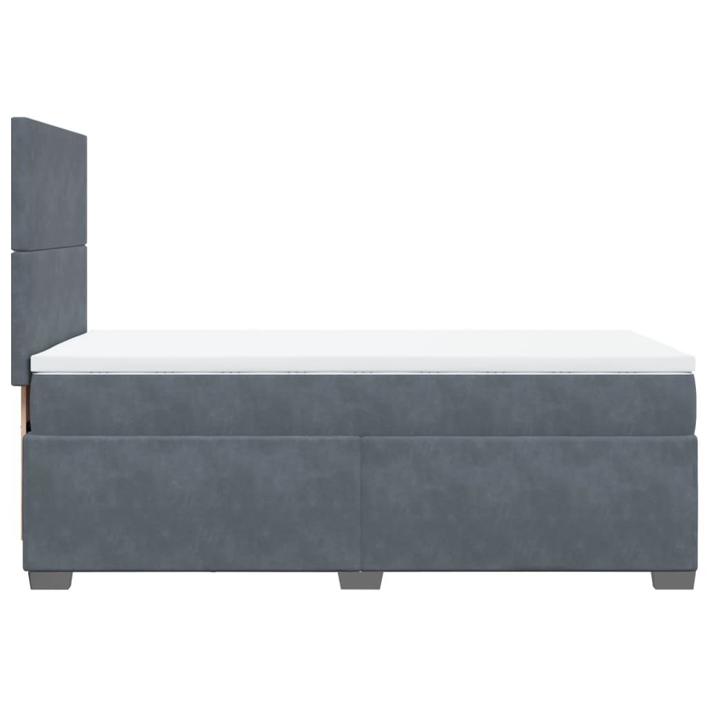 Box spring krevet s madracem tamnosivi 90x200 cm baršunasti