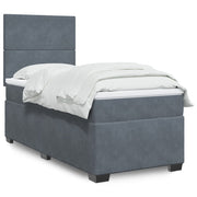 Box spring krevet s madracem tamnosivi 90x200 cm baršunasti