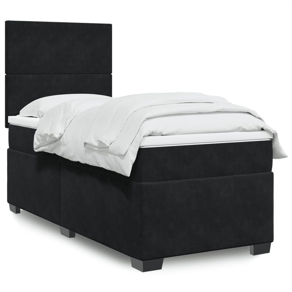 Box spring krevet s madracem crni 90x200 cm baršunasti