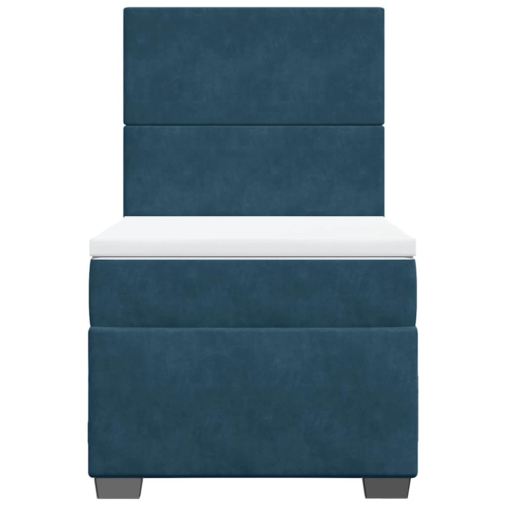 Box spring krevet s madracem plavi 90x200 cm baršunasti