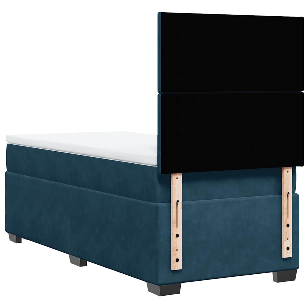 Box spring krevet s madracem plavi 90x200 cm baršunasti
