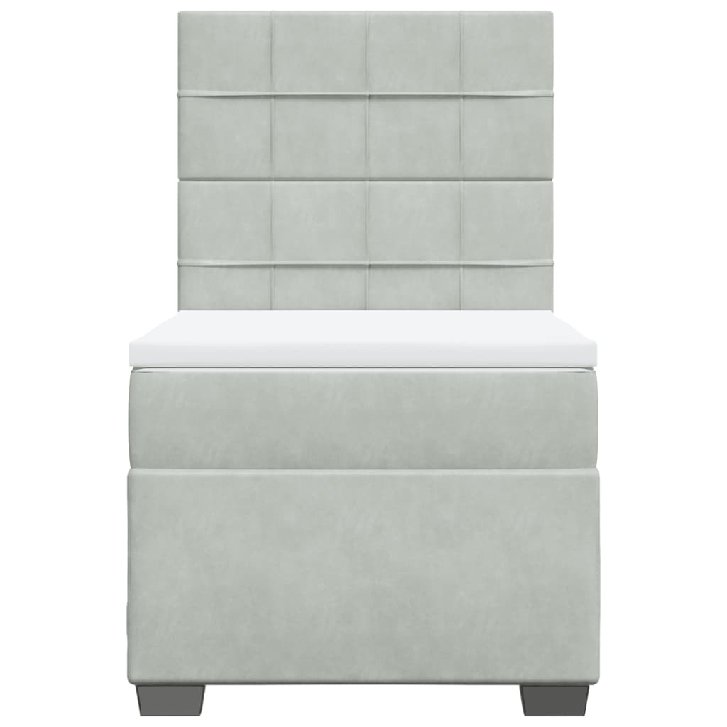 Box spring krevet s madracem svjetlosivi 90x190 cm baršunasti