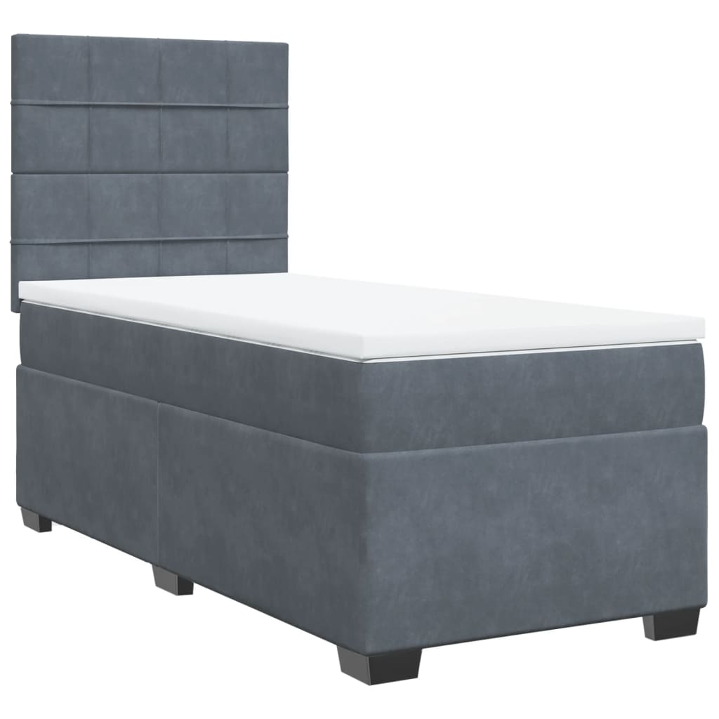 Box spring krevet s madracem tamnosivi 90x200 cm baršunasti