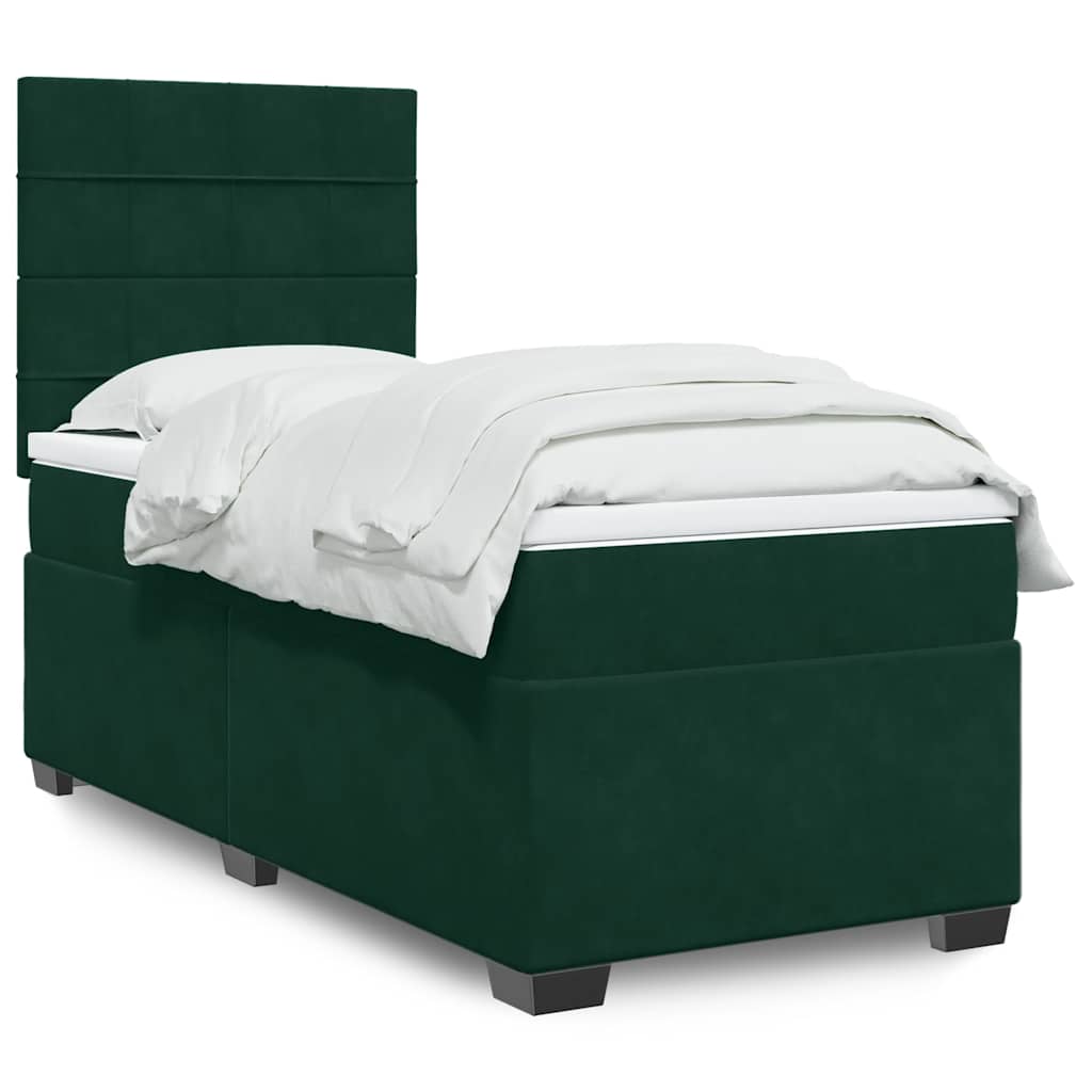 Box spring krevet s madracem tamnozeleni 90x200 cm baršunasti