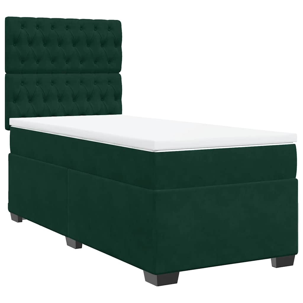 Box spring krevet s madracem tamnozeleni 90x200 cm baršunasti