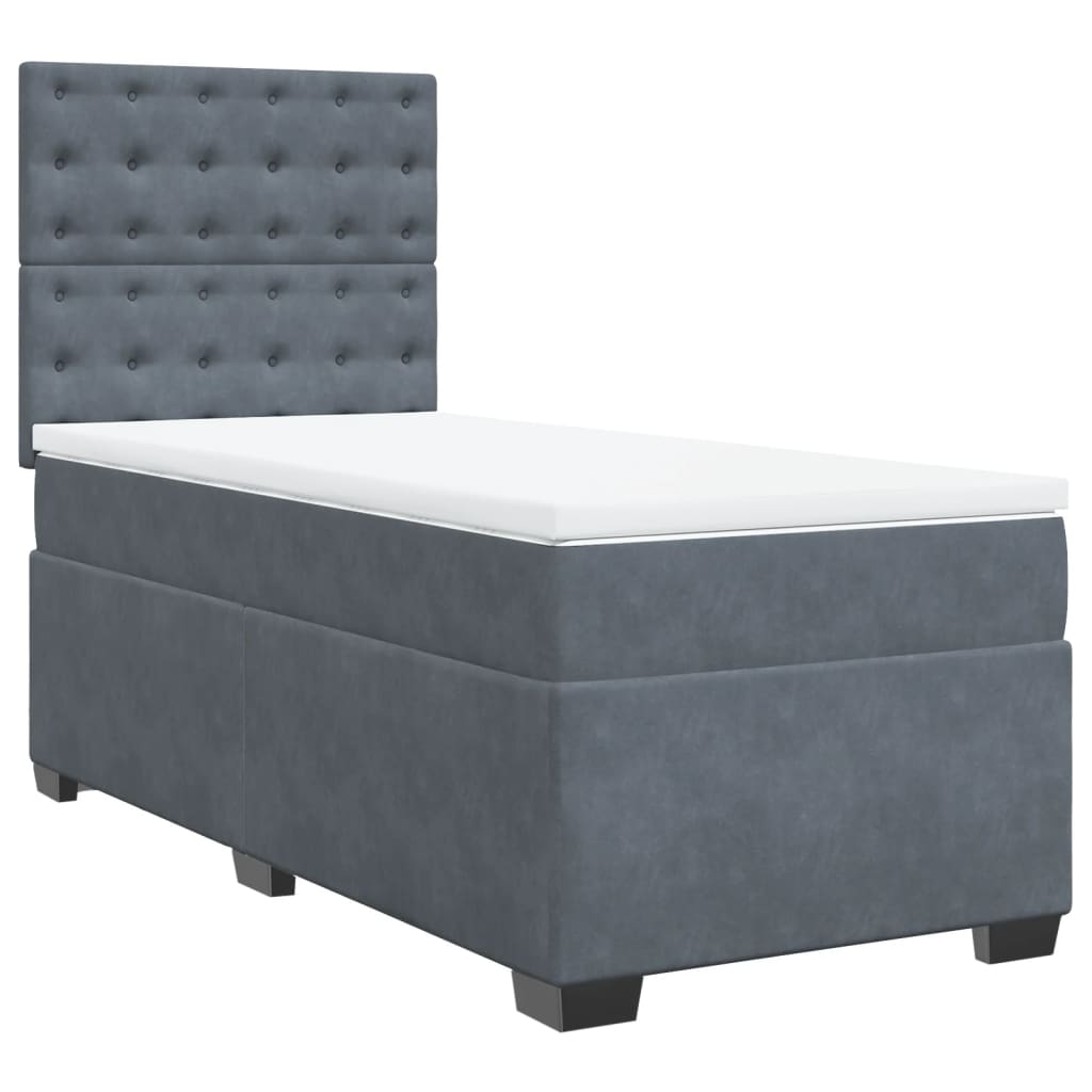 Box spring krevet s madracem tamnosivi 90x200 cm baršunasti