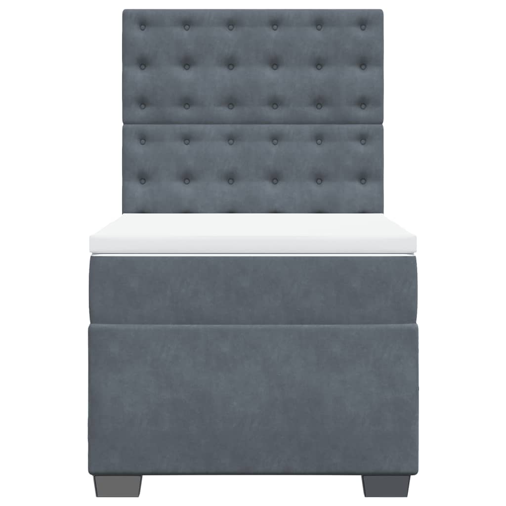 Box spring krevet s madracem tamnosivi 90x200 cm baršunasti