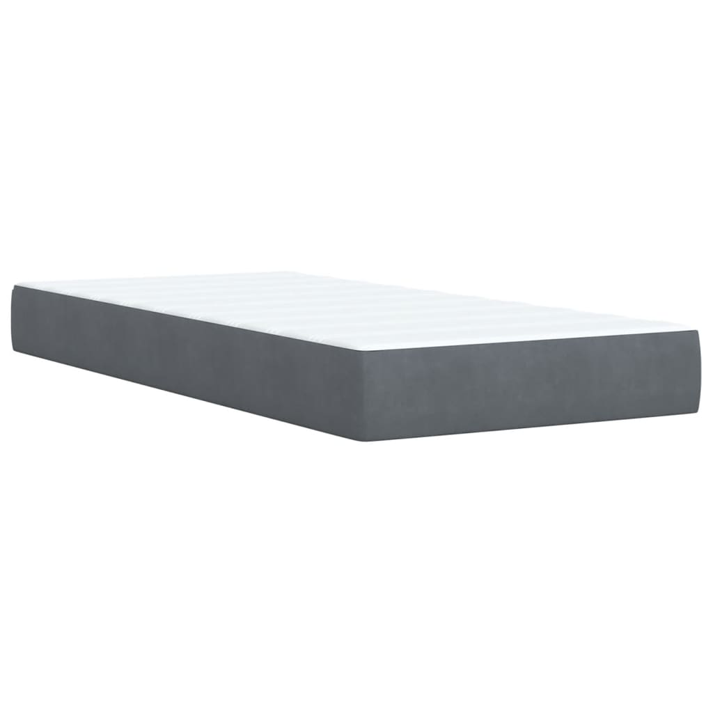 Box spring krevet s madracem tamnosivi 90x200 cm baršunasti