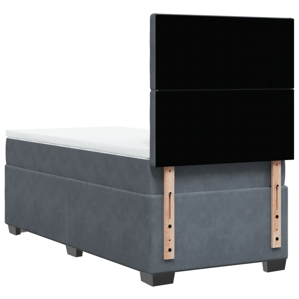Box spring krevet s madracem tamnosivi 90x200 cm baršunasti