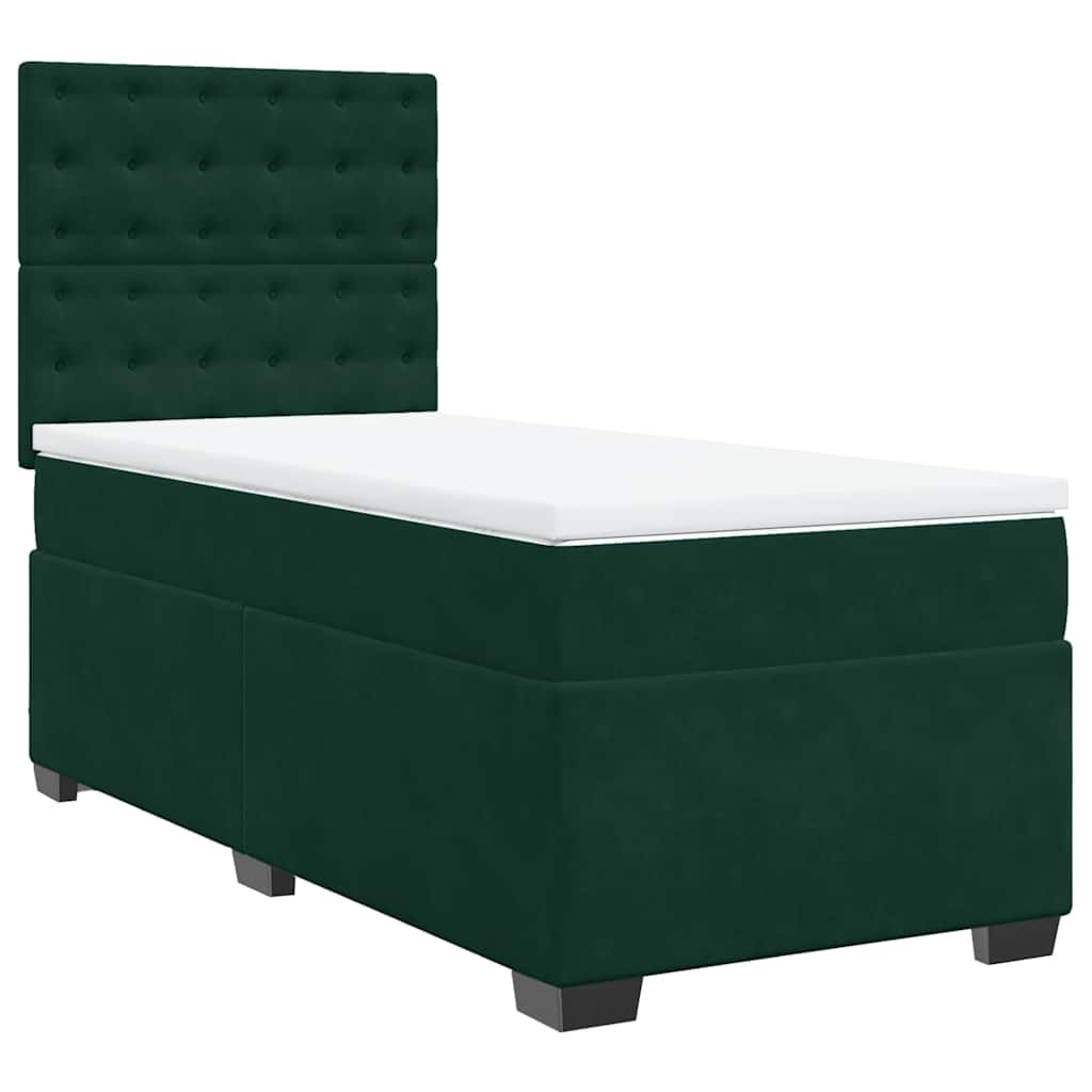 Box spring krevet s madracem tamnozeleni 90x200 cm baršunasti