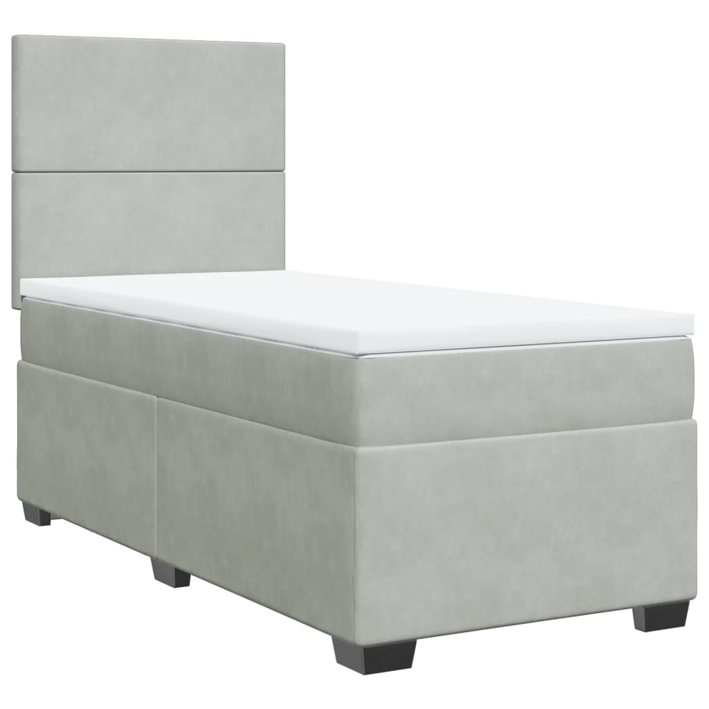Box spring krevet s madracem svjetlosivi 100x200 cm baršunasti