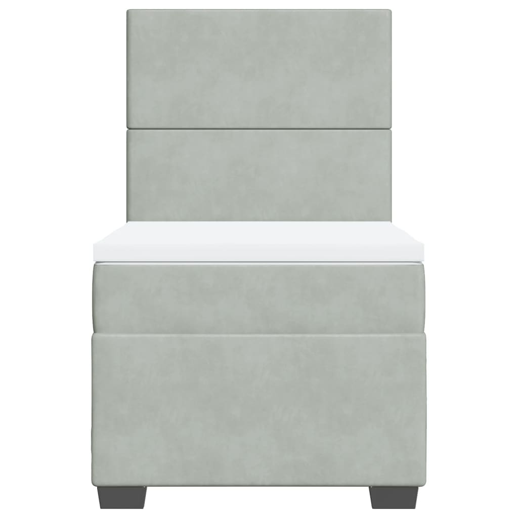 Box spring krevet s madracem svjetlosivi 100x200 cm baršunasti