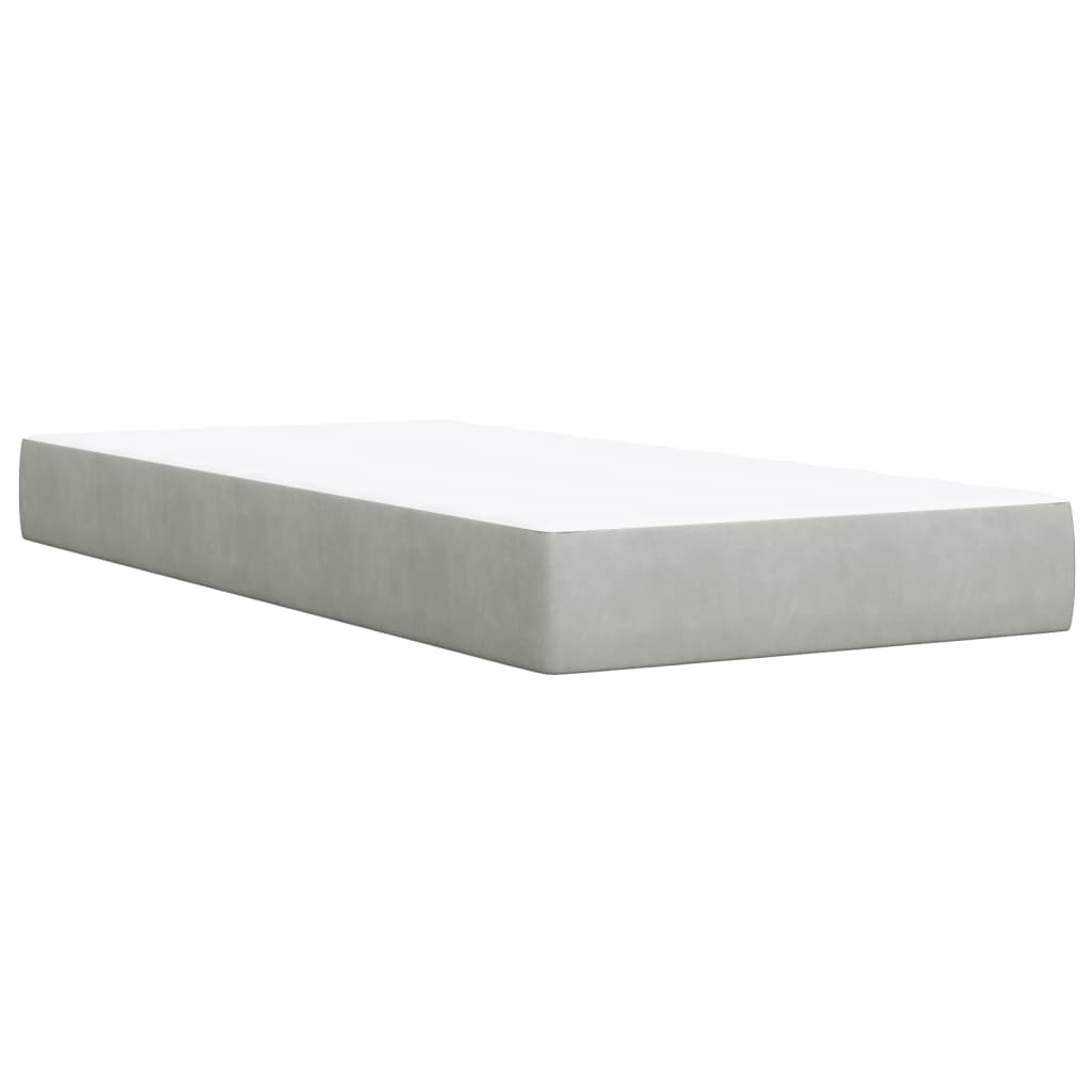Box spring krevet s madracem svjetlosivi 100x200 cm baršunasti