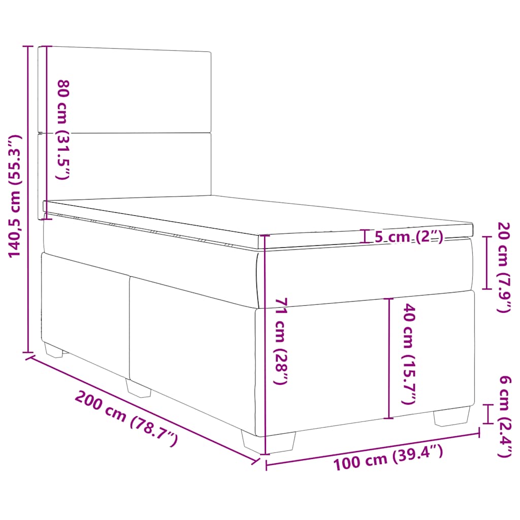 Box spring krevet s madracem plavi 100x200 cm baršunasti